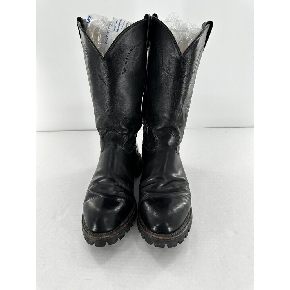Justin Boots Mens Size 11 D Roper Cowboy Vibram Black Rodeo Work B4267 Leather - Picture 2 of 9